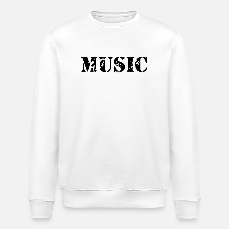 music as a stamp print design - Stanley/Stella ROLLER Unisex Organic Sweatshirt - white