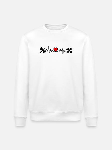 Tools with heart cardiogram - Stanley/Stella ROLLER Unisex Organic Sweatshirt - white