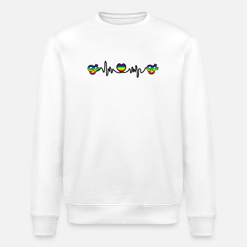 Homo Herzschlag Cardio - Stanley/Stella Unisex Bio-Sweatshirt ROLLER - Weiß