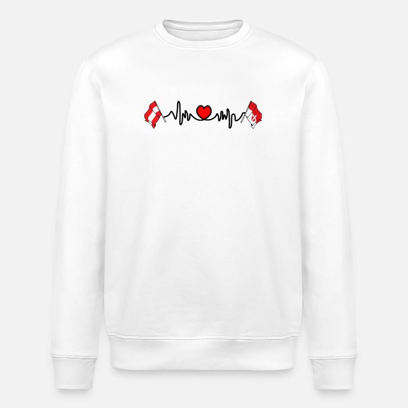 Wiener Flaggen mit Herzschlag - Stanley/Stella Unisex Bio-Sweatshirt ROLLER - Weiß