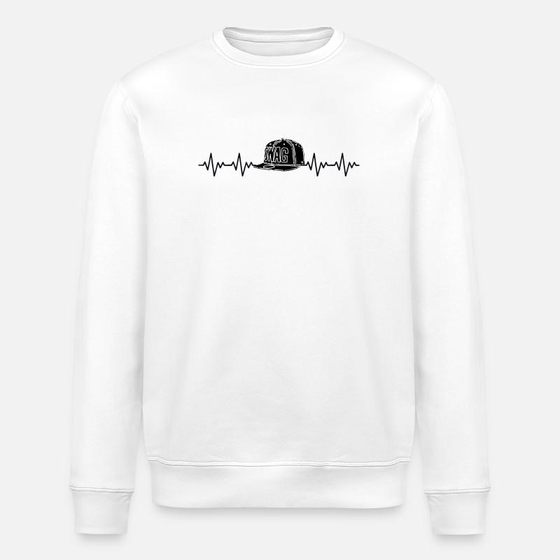 Swag Cappy EKG Herzschlag - Stanley/Stella Unisex Bio-Sweatshirt ROLLER - Weiß