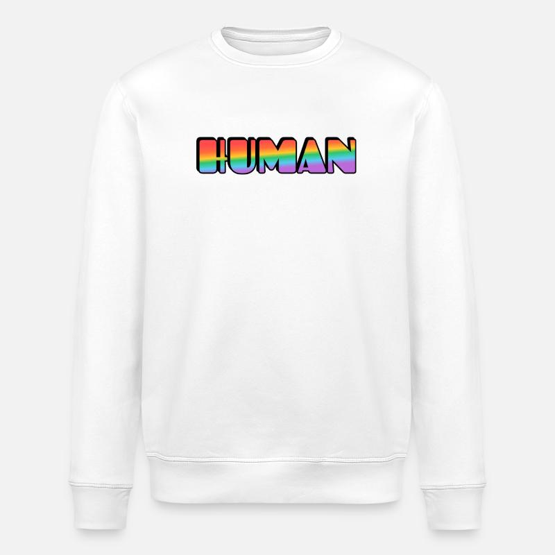 Rainbow Human Typography - Stanley/Stella ROLLER Unisex Organic Sweatshirt - white