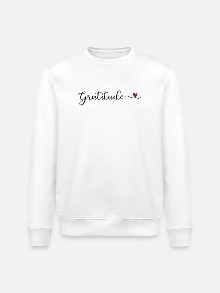 Dankbarkeit niedliches Design mit Herz - Stanley/Stella Unisex Bio-Sweatshirt ROLLER - Weiß