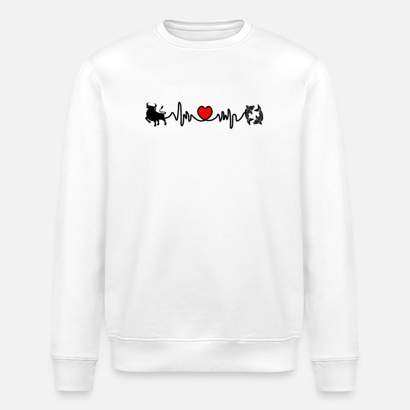 Fréquence cardiaque cardio Taureau Poissons - Sweat bio ROLLER Stanley/Stella Unisexe - blanc