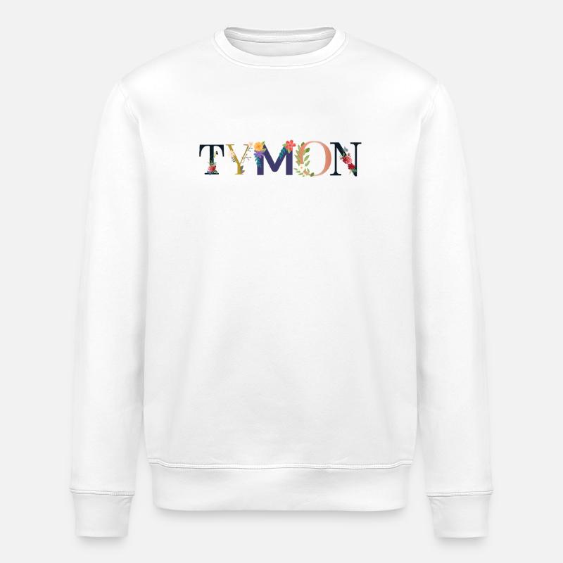 TYMON Name mit Blumen geschmückt - Stanley/Stella Unisex Bio-Sweatshirt ROLLER - Weiß
