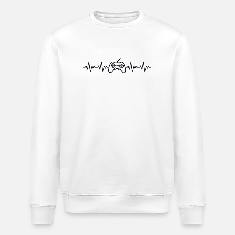 Controller Gamer EKG Herzschlag - Stanley/Stella Unisex Bio-Sweatshirt ROLLER - Weiß