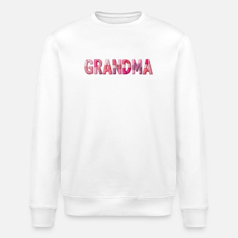 Grandmother Pink Plaid Letters Patchwork - Stanley/Stella ROLLER Unisex Organic Sweatshirt - white