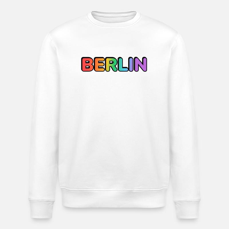 Berlin Rainbow Gradient Letters LGBT - Stanley/Stella Unisex Bio-Sweatshirt ROLLER - Weiß