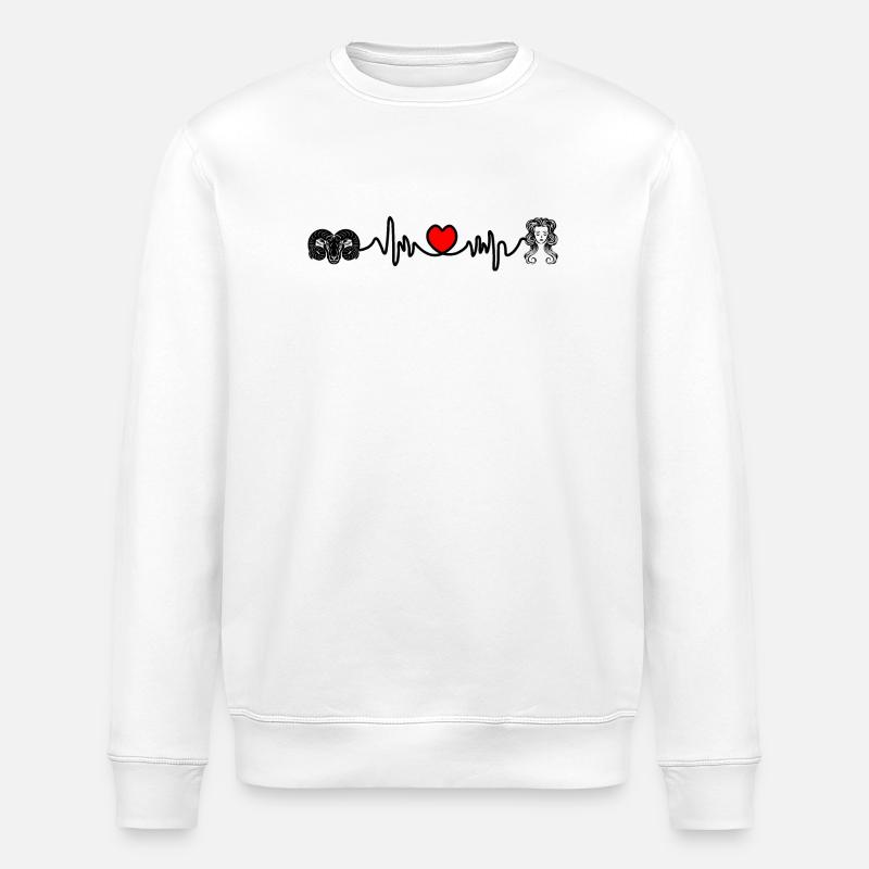 Herzfrequenz Cardio Widder Jungfrau - Stanley/Stella Unisex Bio-Sweatshirt ROLLER - Weiß