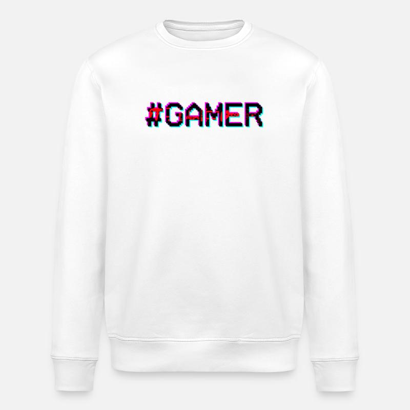 Gamer Neon Glitch - Stanley/Stella Unisex Bio-Sweatshirt ROLLER - Weiß