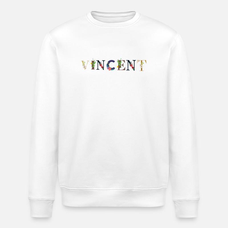VINCENT Name mit Blumen geschmückt - Stanley/Stella Unisex Bio-Sweatshirt ROLLER - Weiß