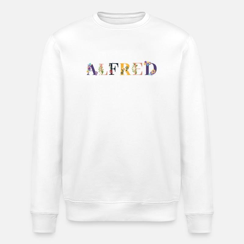 ALFRED Name mit Blumen geschmückt - Stanley/Stella Unisex Bio-Sweatshirt ROLLER - Weiß