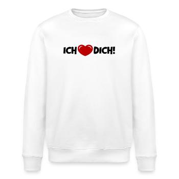 Ich Liebe Dich Herz Spruch Liebesbeweis - Stanley/Stella Unisex Bio-Sweatshirt ROLLER - Weiß - Vorne - Nik (191cm)