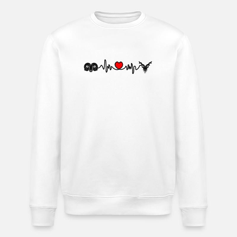 Herzfrequenz Cardio Widder Steinbock - Stanley/Stella Unisex Bio-Sweatshirt ROLLER - Weiß
