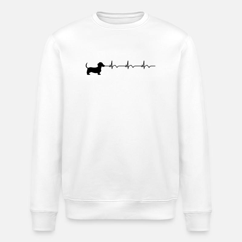 Dackel EKG Herzschlag - Stanley/Stella Unisex Bio-Sweatshirt ROLLER - Weiß