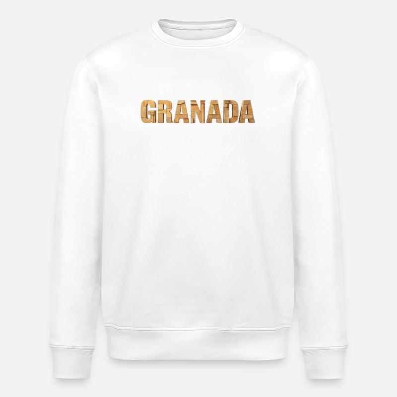 Granada Architecture Typography - Stanley/Stella ROLLER Unisex Organic Sweatshirt - white