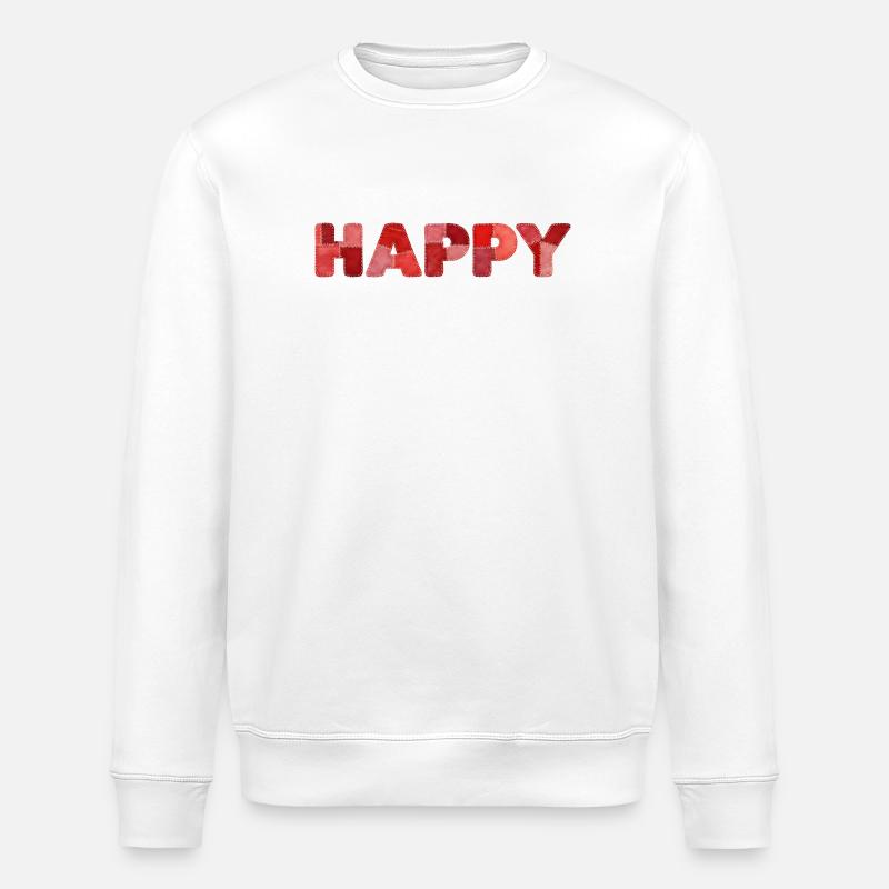 HAPPY Patchwork Stickerei Neuster Trend - Stanley/Stella Unisex Bio-Sweatshirt ROLLER - Weiß
