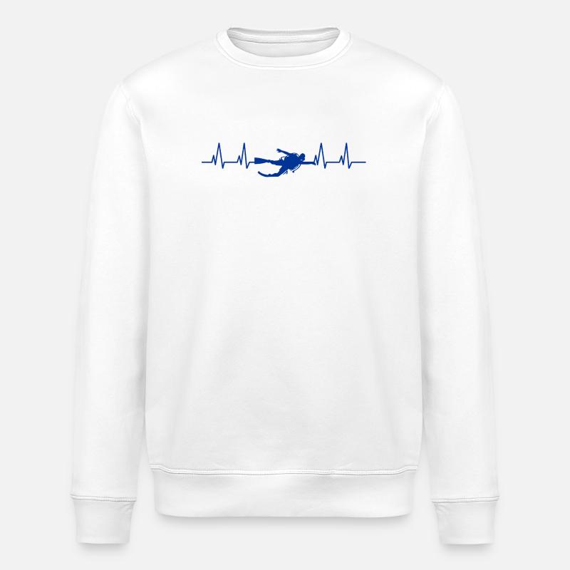 Plongée Heartbeat de Plongeur - Sweat bio ROLLER Stanley/Stella Unisexe - blanc
