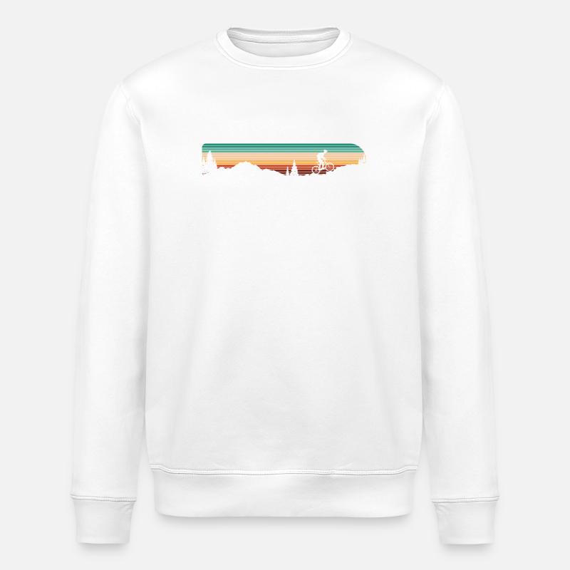 Sunset Mountain Bike Silhouette - Stanley/Stella Unisex Bio-Sweatshirt ROLLER - Weiß