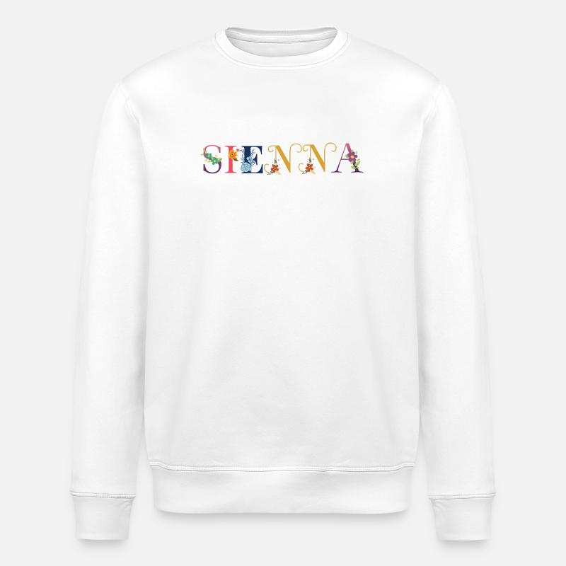 SIENNA Name mit Blumen geschmückt - Stanley/Stella Unisex Bio-Sweatshirt ROLLER - Weiß