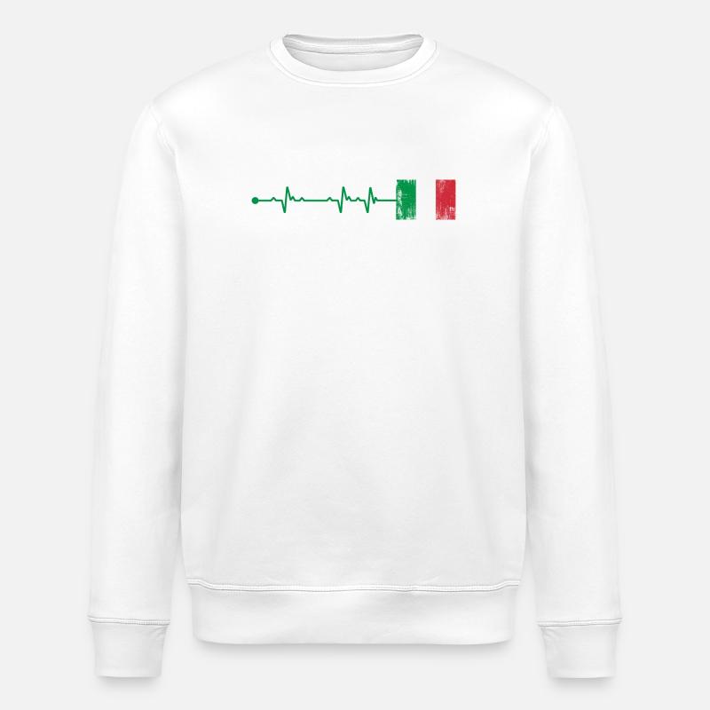 Drapeau de l’Italie Heartbeat - Sweat bio ROLLER Stanley/Stella Unisexe - blanc