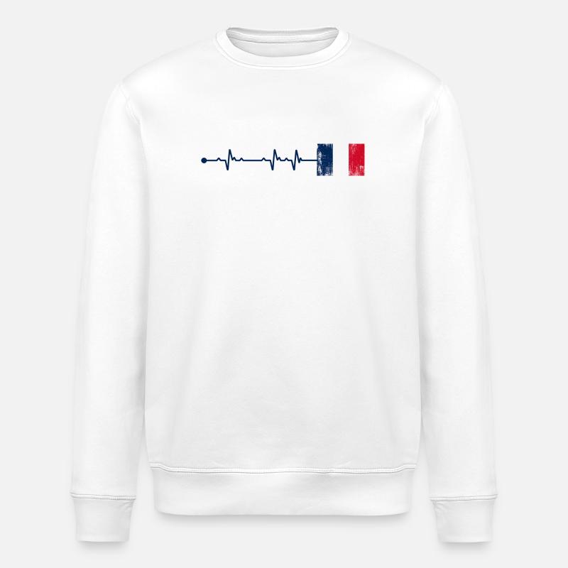 Herzschlag der französischen Flagge - Stanley/Stella Unisex Bio-Sweatshirt ROLLER - Weiß