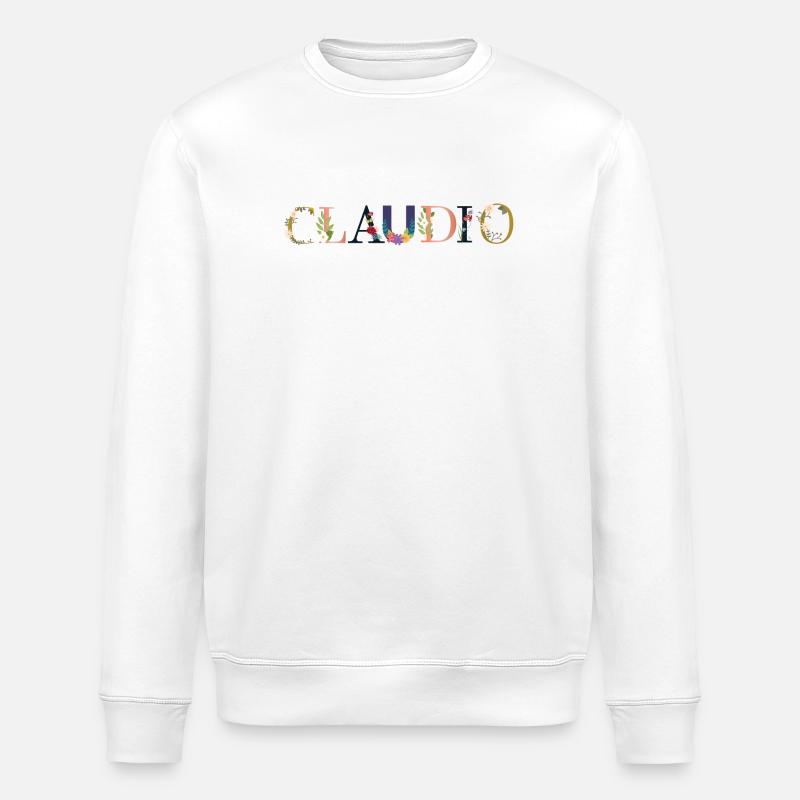 CLAUDIO Name mit Blumen geschmückt - Stanley/Stella Unisex Bio-Sweatshirt ROLLER - Weiß
