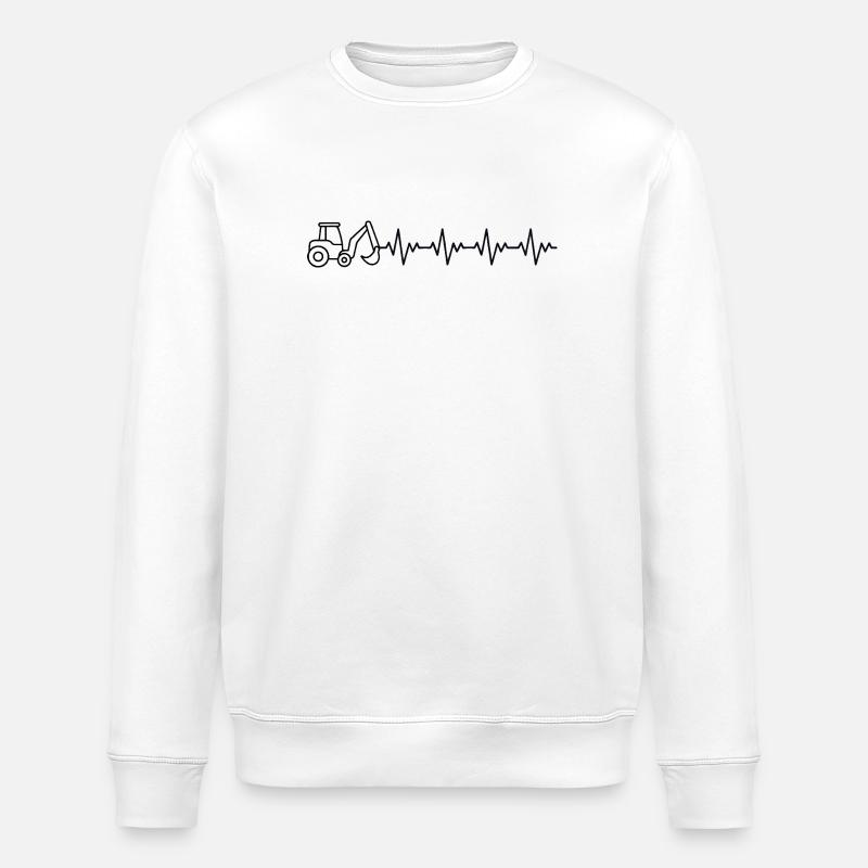 Bagger Baggern Baggerfahrer EKG Herzschlag - Stanley/Stella Unisex Bio-Sweatshirt ROLLER - Weiß