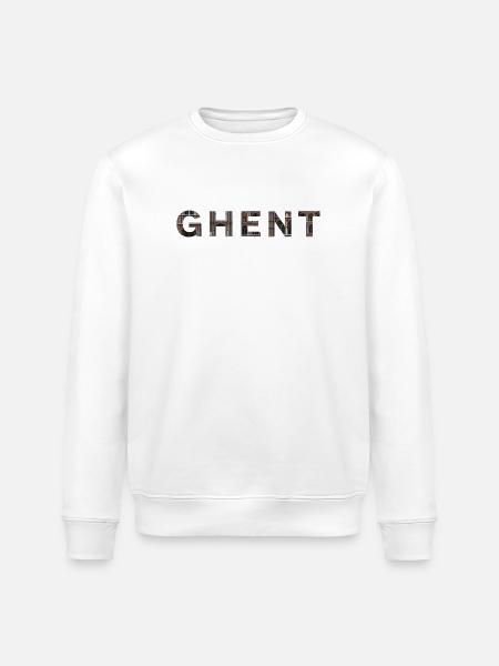 GHENT – Gothic Brick Typography - Stanley/Stella ROLLER Unisex Organic Sweatshirt - white