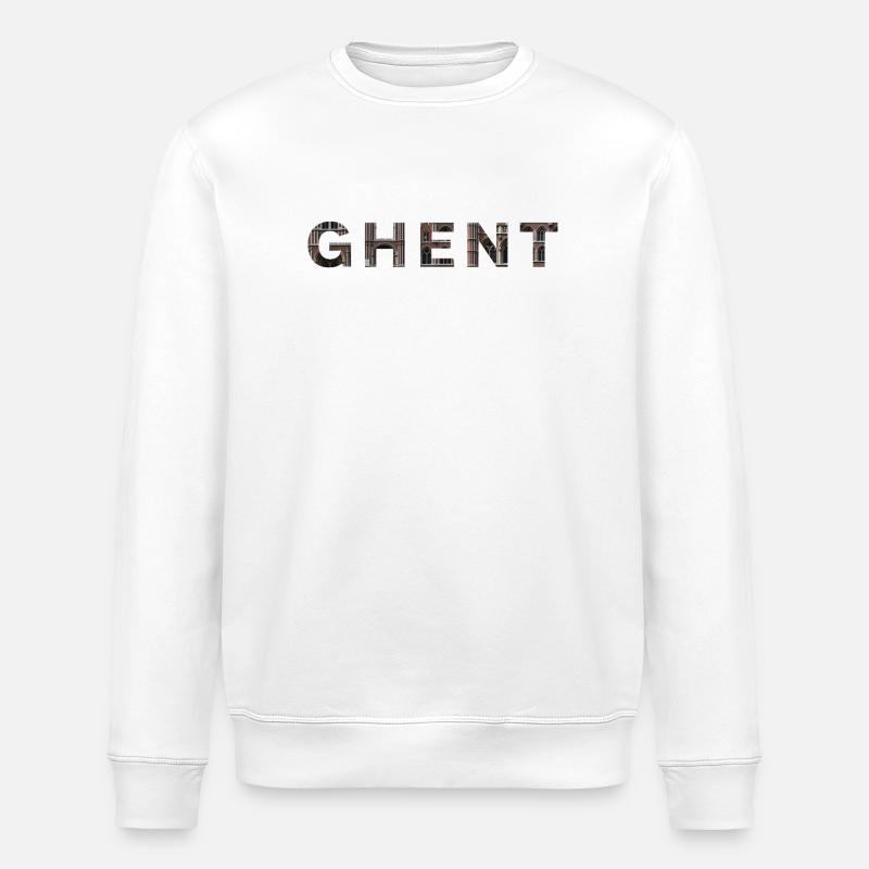 GHENT – Gothic Brick Typography - Stanley/Stella ROLLER Unisex Organic Sweatshirt - white