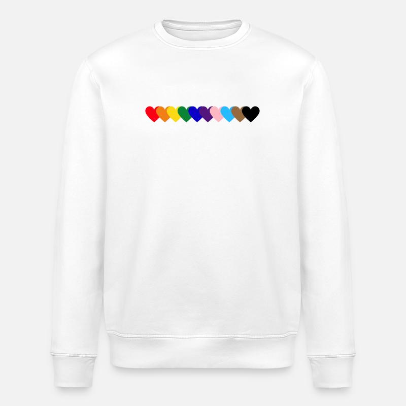 Rainbow Hearts Pride - Stanley/Stella ROLLER Unisex Organic Sweatshirt - white