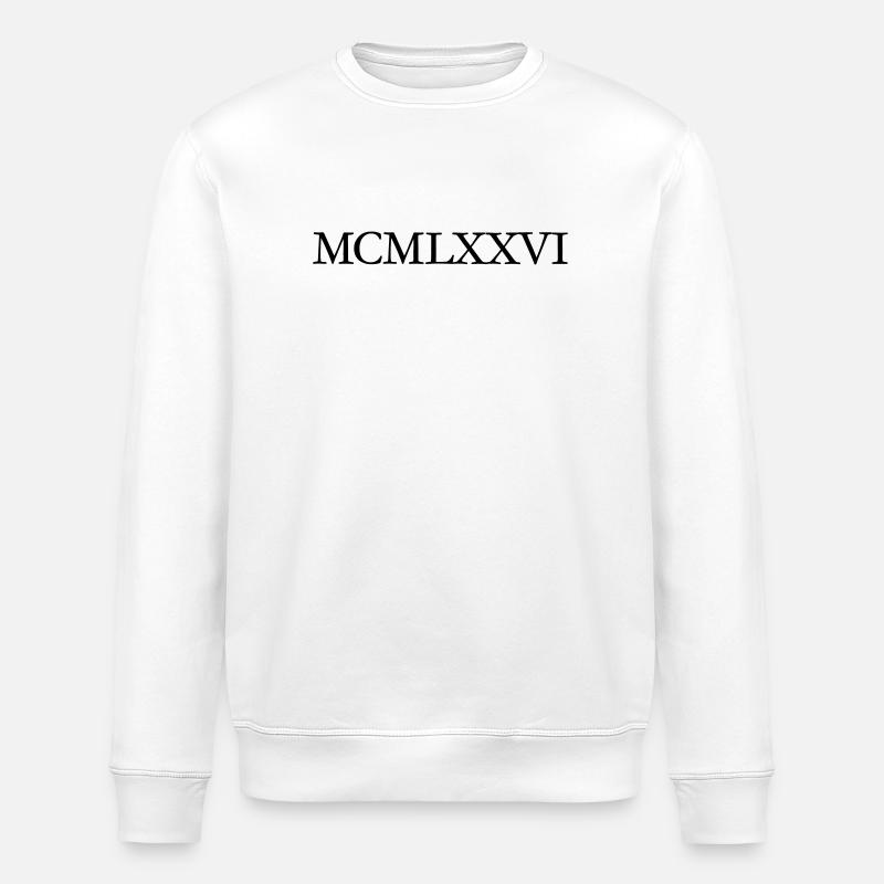 MCMLXXVI 1976 années d'anniversaire romaine - Sweat bio ROLLER Stanley/Stella Unisexe - blanc