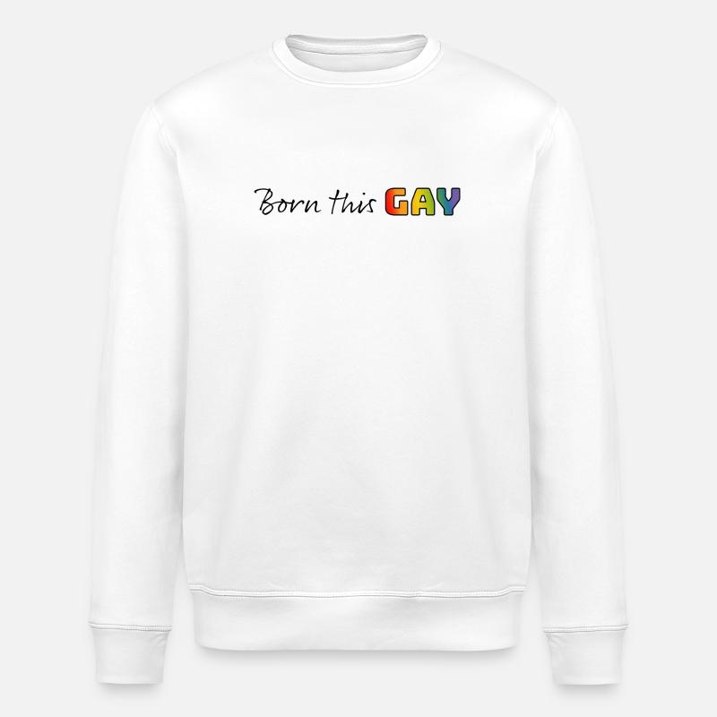 Rainbow born this gay - Stanley/Stella ROLLER Unisex Organic Sweatshirt - white