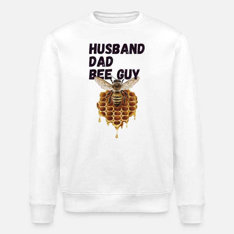 Husband Dad Bee Guy Beekeeper - Stanley/Stella ROLLER Unisex Organic Sweatshirt - white