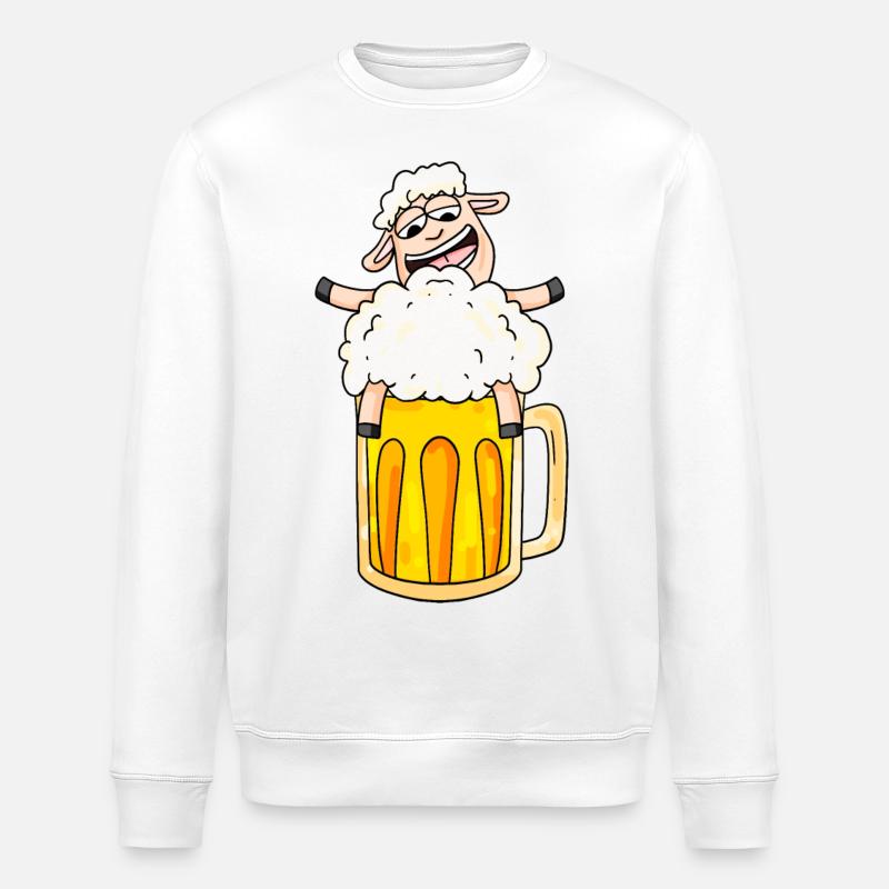 Bier Schaf Comic - Stanley/Stella Unisex Bio-Sweatshirt ROLLER - Weiß