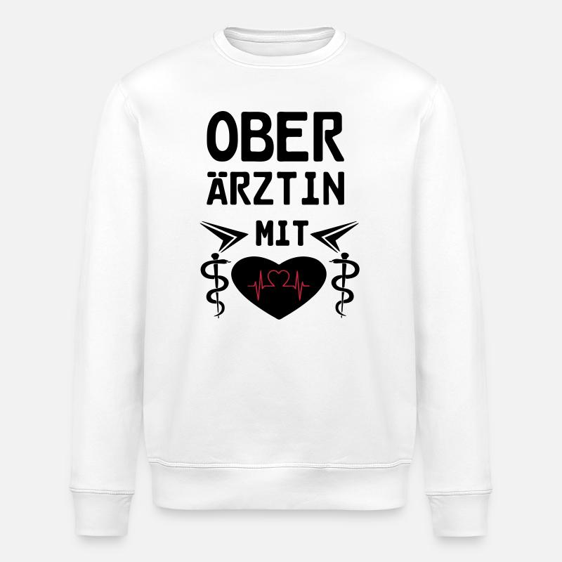 Oberärztin mit Herz Geschenk - Stanley/Stella Unisex Bio-Sweatshirt ROLLER - Weiß