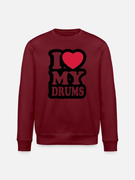 I love my drums - Stanley/Stella ROLLER Unisex Organic Sweatshirt - white