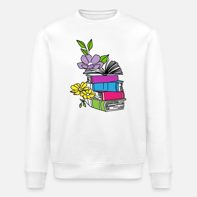 Livres avec des fleurs - Sweat bio ROLLER Stanley/Stella Unisexe - blanc