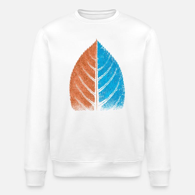 Blatt - Blau / Rot - Buchenblatt - Stanley/Stella Unisex Bio-Sweatshirt ROLLER - Weiß