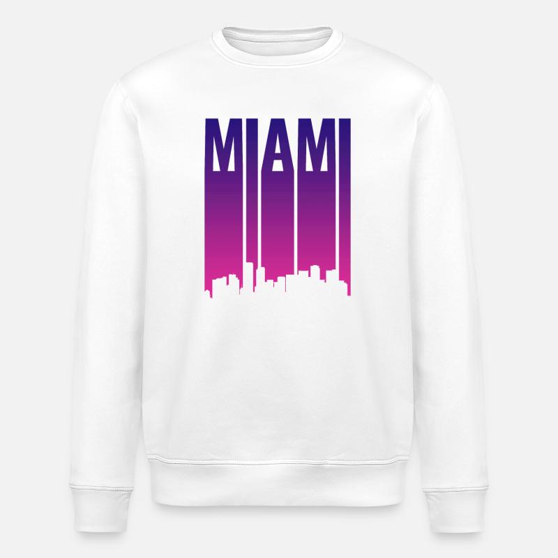 Miami Skyline Gradient Blue Pink - Stanley/Stella ROLLER Unisex Organic Sweatshirt - white