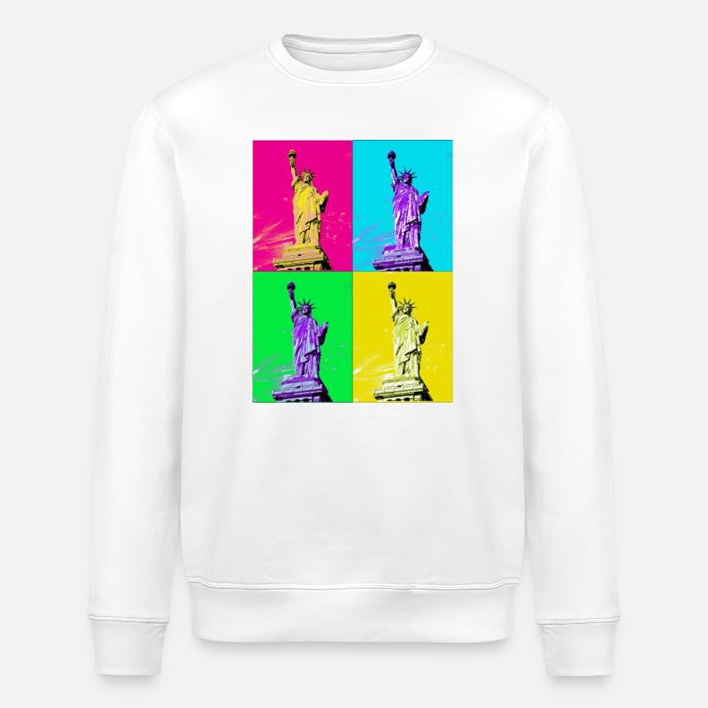 Freedom PopArt Quadri - Stanley/Stella Unisex Bio-Sweatshirt ROLLER - Weiß