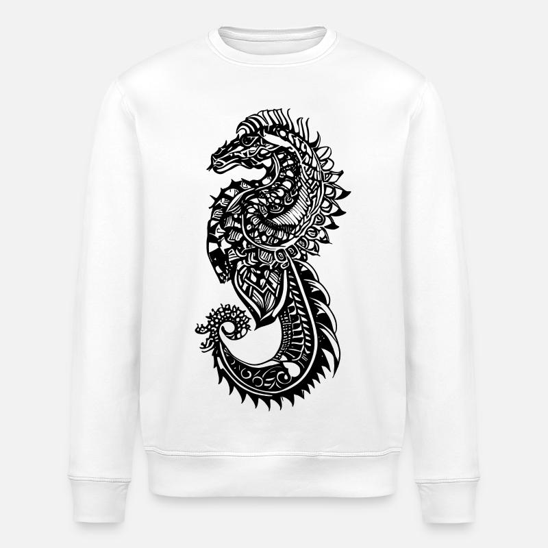 Seepferdchen Tattoo - Stanley/Stella Unisex Bio-Sweatshirt ROLLER - Weiß