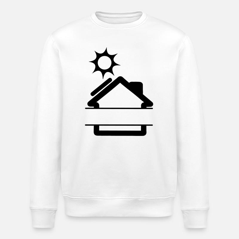 Solar panel on house with sun - Stanley/Stella ROLLER Unisex Organic Sweatshirt - white