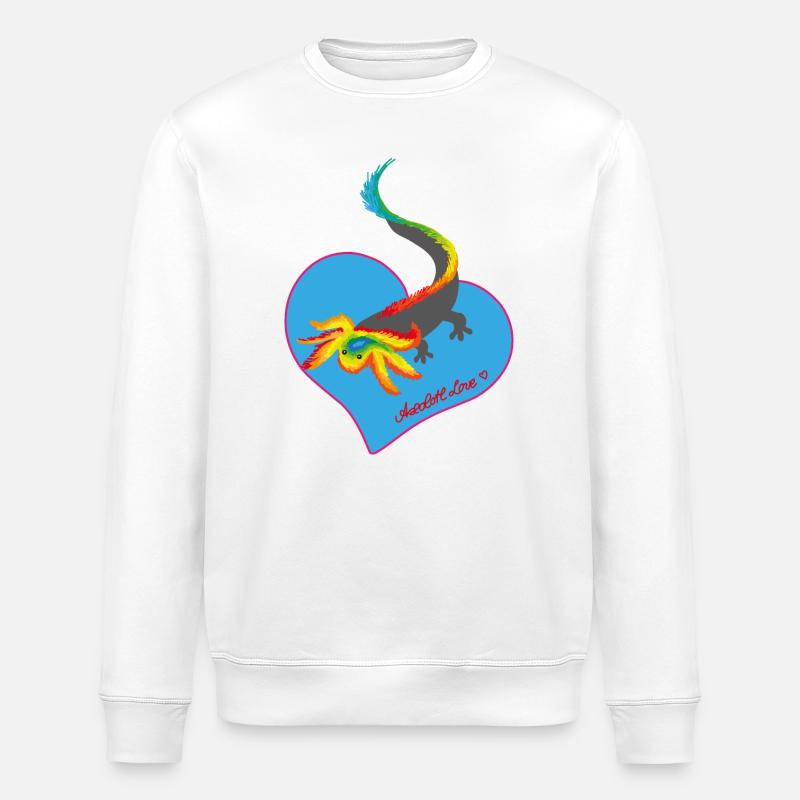 Motif de cœur d’axolotl arc-en-ciel - Sweat bio ROLLER Stanley/Stella Unisexe - blanc