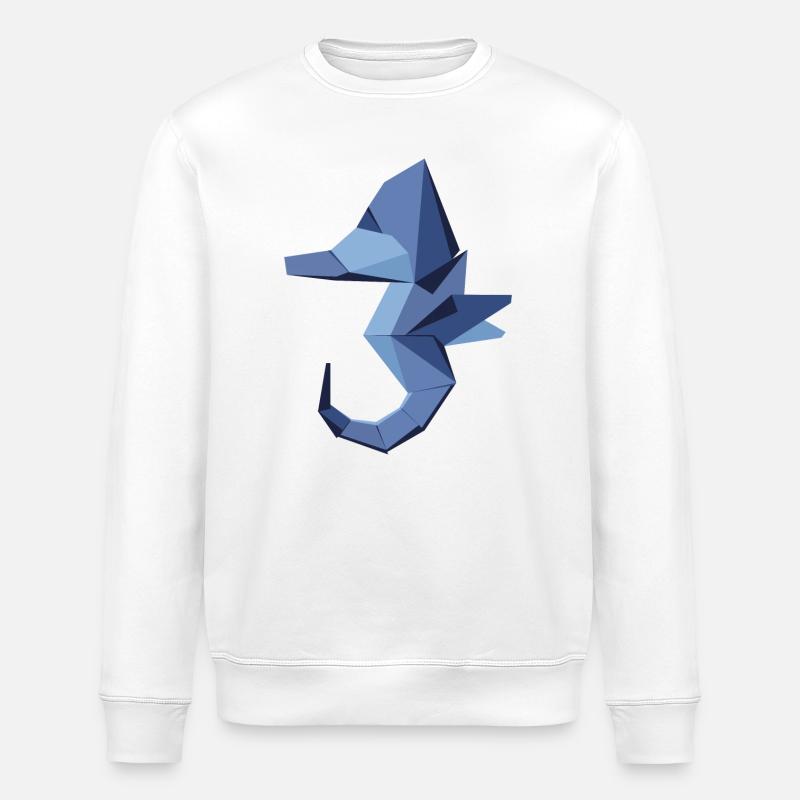 Origami abstrait hippocampe bleu - Sweat bio ROLLER Stanley/Stella Unisexe - blanc
