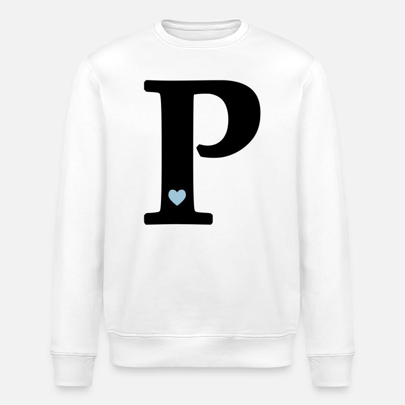 Lettre P Lettre initiale - Sweat bio ROLLER Stanley/Stella Unisexe - blanc