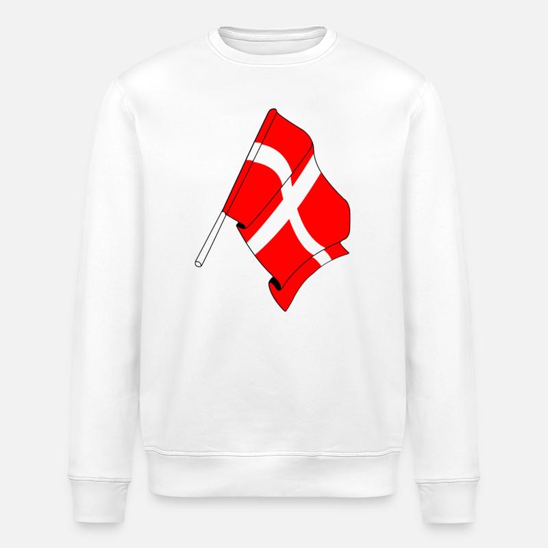 Flagge: Dänemark - Stanley/Stella Unisex Bio-Sweatshirt ROLLER - Weiß