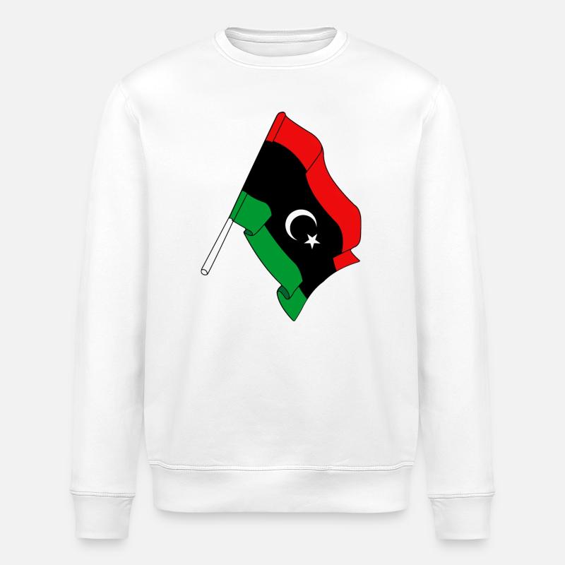 Flagge Libyen - Stanley/Stella Unisex Bio-Sweatshirt ROLLER - Weiß