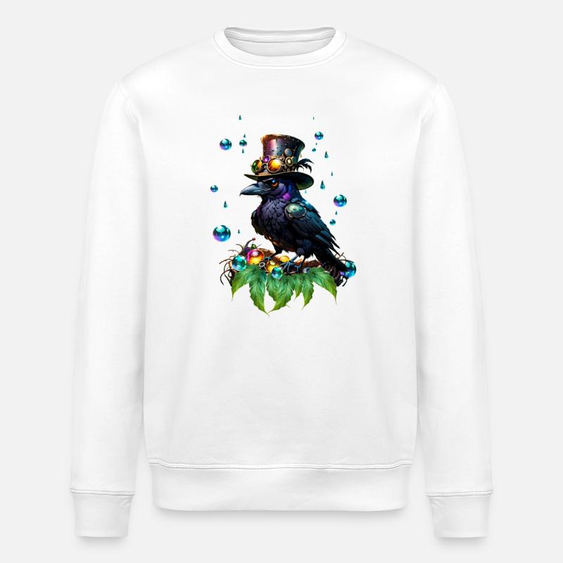 Fantastischer Steampunk-Rabe - Stanley/Stella Unisex Bio-Sweatshirt ROLLER - Weiß