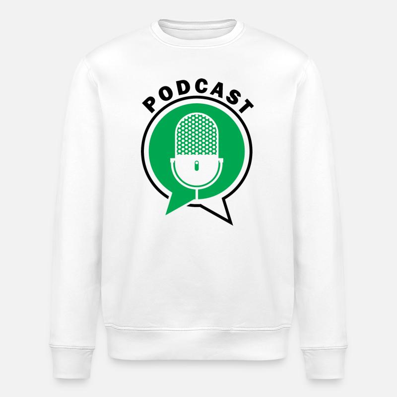 Podcast Microphone Speech Bubbles - Stanley/Stella ROLLER Unisex Organic Sweatshirt - white